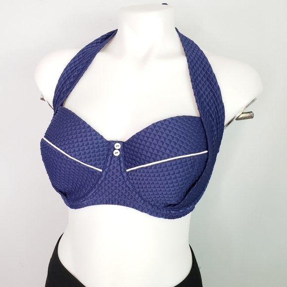 Change Retro mod bikini top underwire blue pinup - Picture 1 of 8